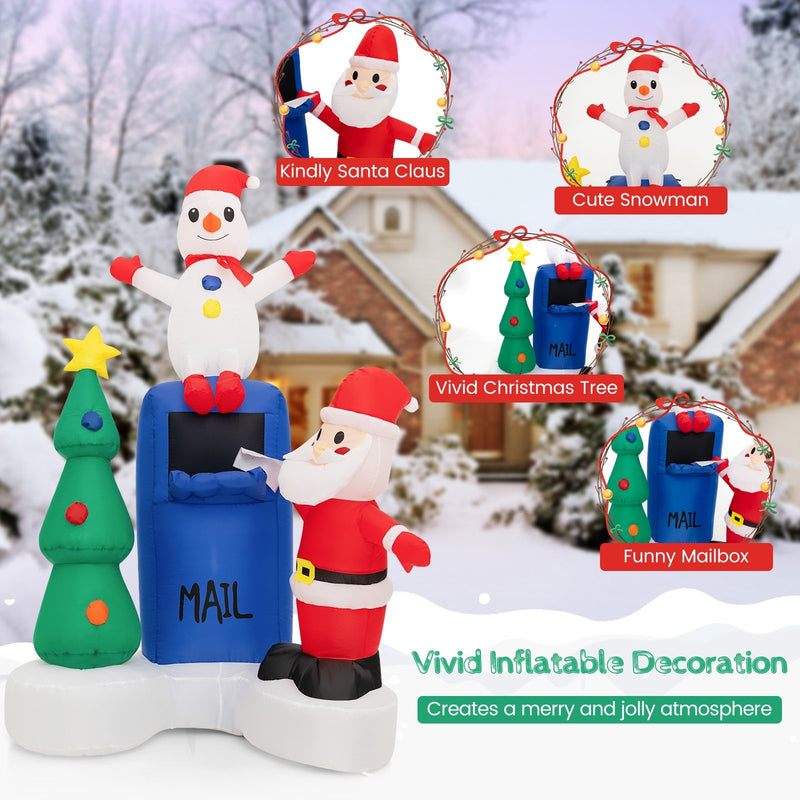 6 Feet Lighted Christmas Inflatable Mailbox Santa Claus Snowman Christmas Tree