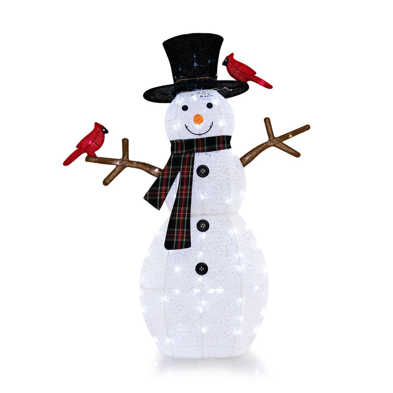 4.2 Feet Lighted Snowman and Redbirds Christmas Decoration