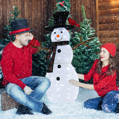 4.2 Feet Lighted Snowman and Redbirds Christmas Decoration