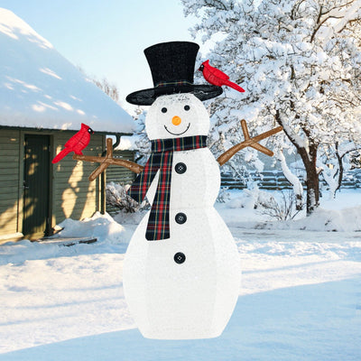 4.2 Feet Lighted Snowman and Redbirds Christmas Decoration