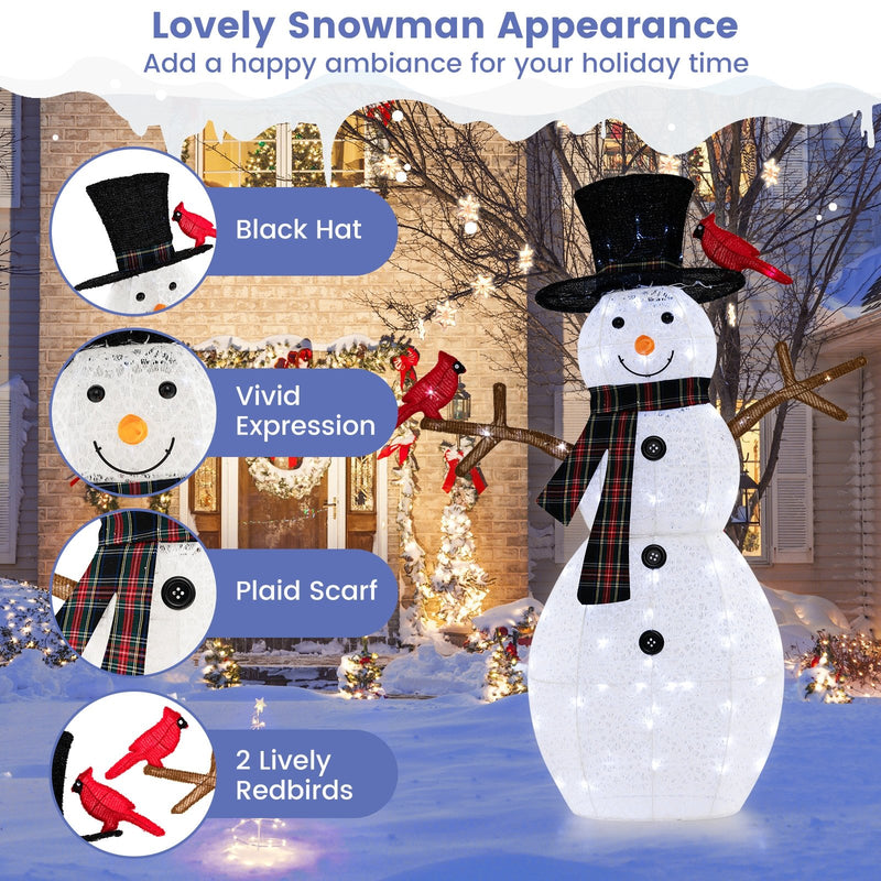 4.2 Feet Lighted Snowman and Redbirds Christmas Decoration