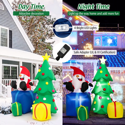 7 Feet Lighted Santa Claus and Christmas Tree with Gift Boxes