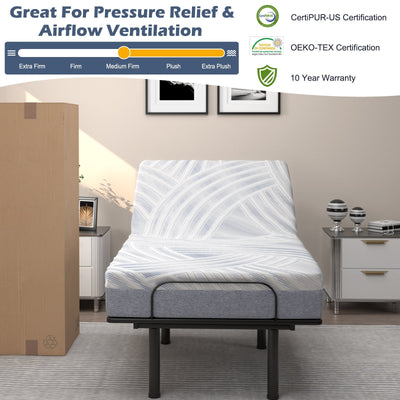 8/10 Inch Twin XL Cooling Adjustable Bed Memory Foam Mattress-8 inches