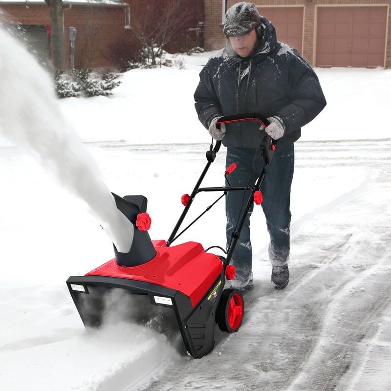 20 Inch 120V 15Amp Electric Snow Thrower with 180° Rotatable Chute-Red