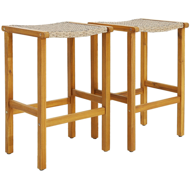 Patio Wood Bar Stools Set of 2/4-2Pieces