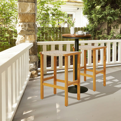 Patio Wood Bar Stools Set of 2/4-2Pieces