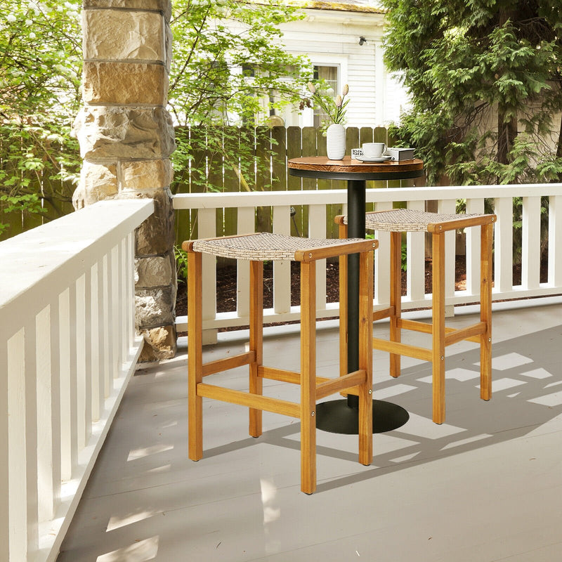 Patio Wood Bar Stools Set of 2/4-2Pieces