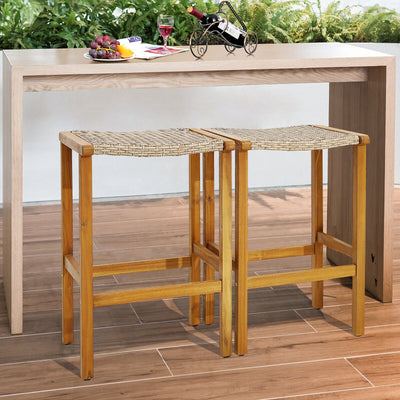 Patio Wood Bar Stools Set of 2/4-2Pieces