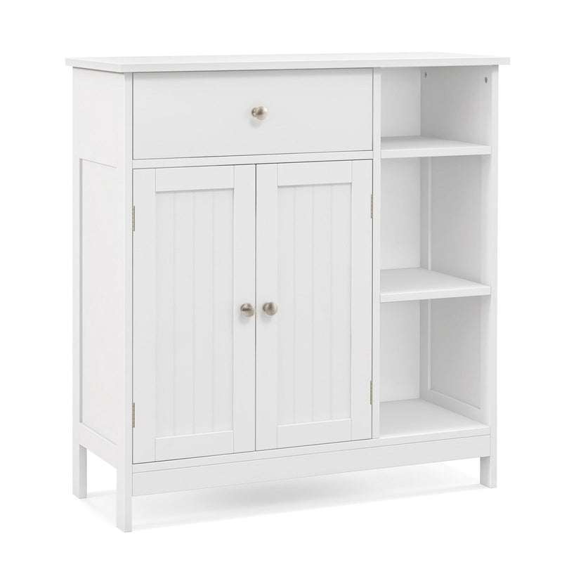 Freestanding Kitchen Cupboard Storage Organizer with 1 Large Drawer-White