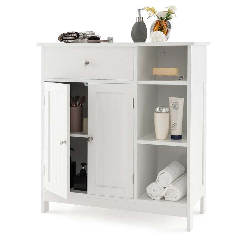 Freestanding Kitchen Cupboard Storage Organizer with 1 Large Drawer-White