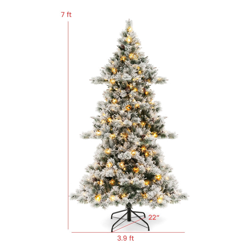 7 Feet Flocked Christmas Tree with Pine Needles