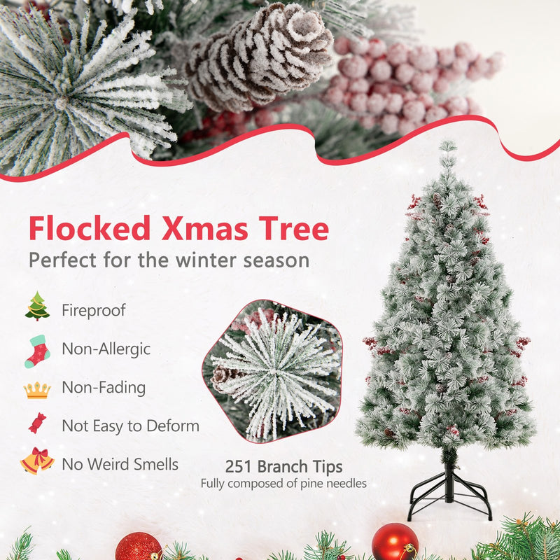 4.5 Feet Pre-Lit Flocked Christmas Tree