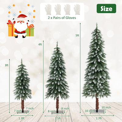 Pre-Lit Christmas Tree Set of 3 - Snowy and Slim