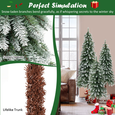 Pre-Lit Christmas Tree Set of 3 - Snowy and Slim