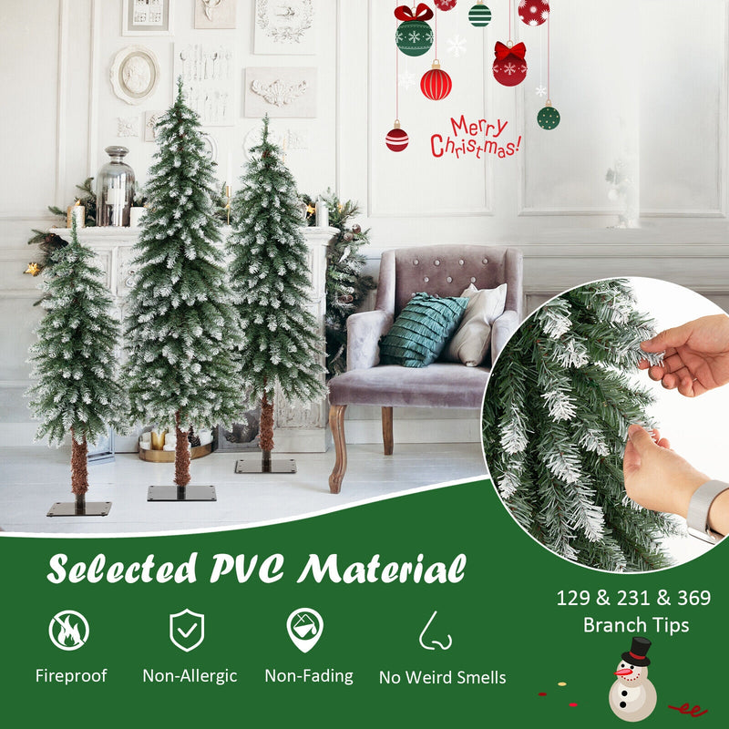 Pre-Lit Christmas Tree Set of 3 - Snowy and Slim