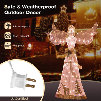 5 Feet Pre-lit 3D Glittered Christmas Angel with 100 Warm White Lights