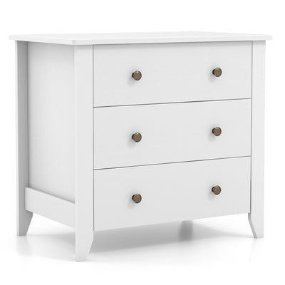 3 Drawer Dresser Chest of Drawers Bedside Table-White