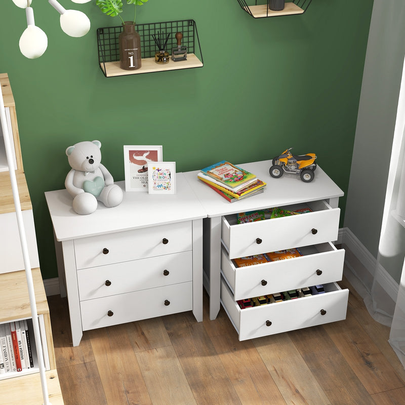 3 Drawer Dresser Chest of Drawers Bedside Table-White