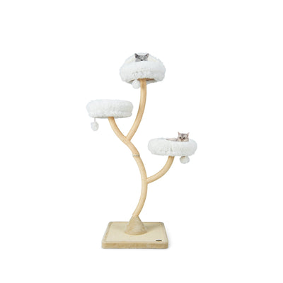 70 Inch Tall Cat Tree 4-Layer Cat Tower with 3 Perches and Dangling Balls-Beige