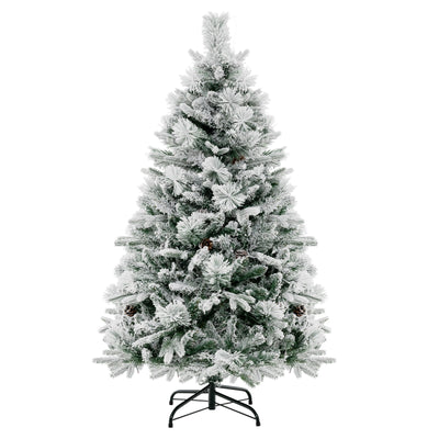 4.5/6/7 Feet Artificial Xmas Tree with Pine Needles and LED Lights-4.5 ft