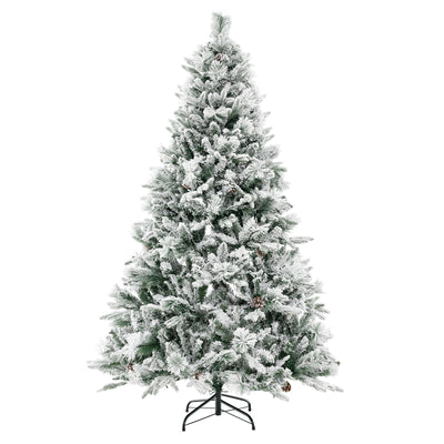 4.5/6/7 Feet Artificial Xmas Tree with Pine Needles and LED Lights-6 ft