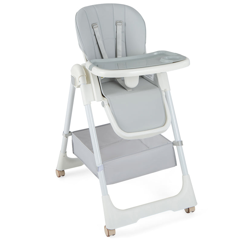 Convertible High Chair with Reclining Backrest for Babies and Toddlers-Gray