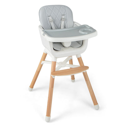 6-in-1 Convertible Baby High Chair with Adjustable Legs-Gray