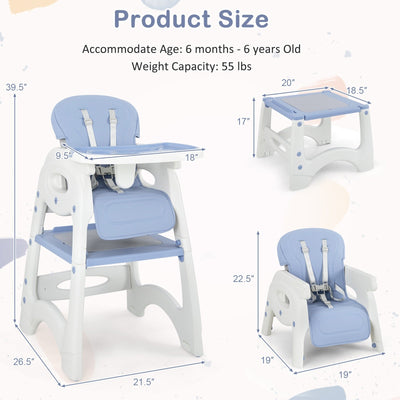 6-in-1 Baby High Chair with Removable Double Tray-Blue