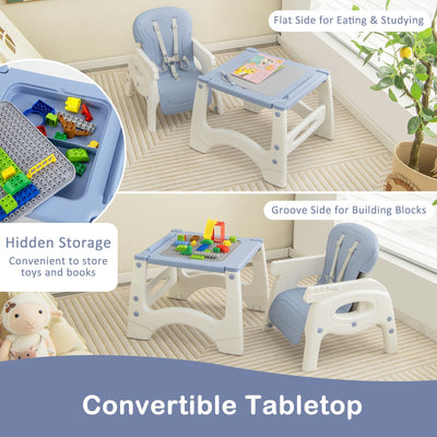 6-in-1 Baby High Chair with Removable Double Tray-Blue