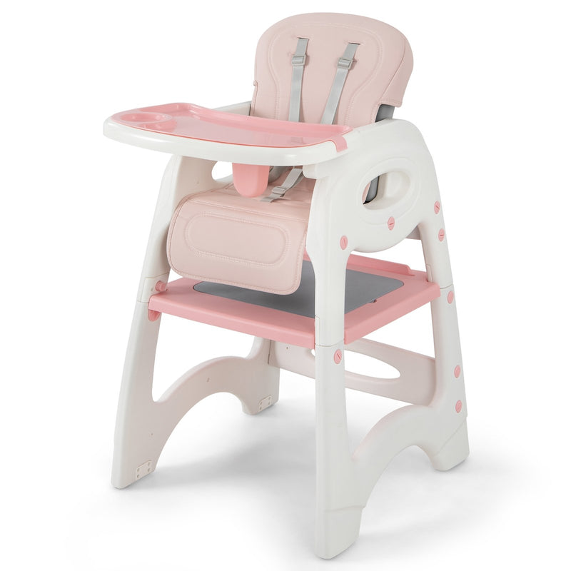 6-in-1 Baby High Chair with Removable Double Tray-Pink