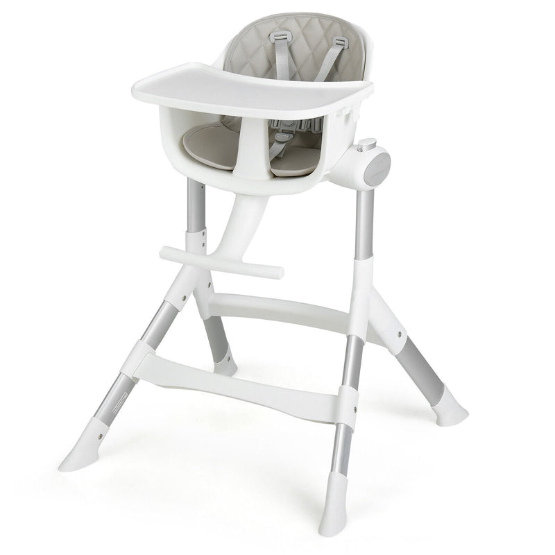 4-in-1 Convertible Baby High Chair with Aluminum Frame-Gray