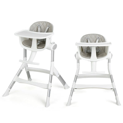 4-in-1 Convertible Baby High Chair with Aluminum Frame-Gray