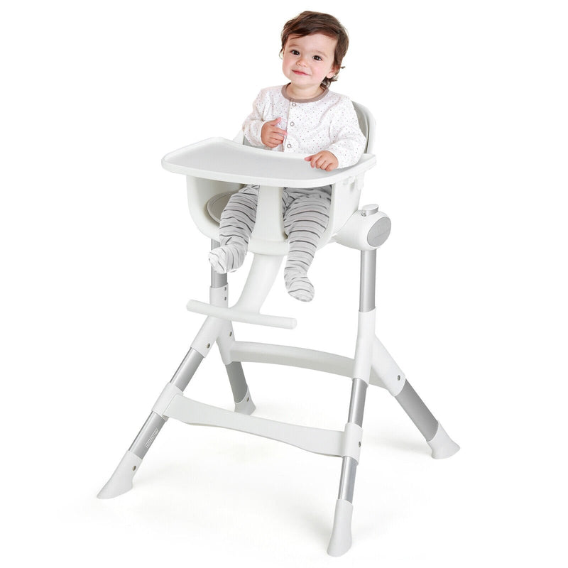 4-in-1 Convertible Baby High Chair with Aluminum Frame-Gray