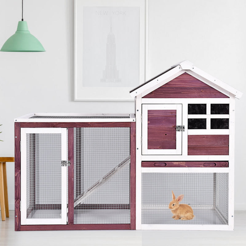 Outdoor Wooden Rabbit hutch-White