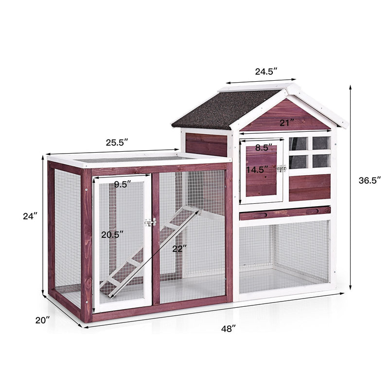 Outdoor Wooden Rabbit hutch-White