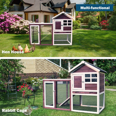 Outdoor Wooden Rabbit hutch-White