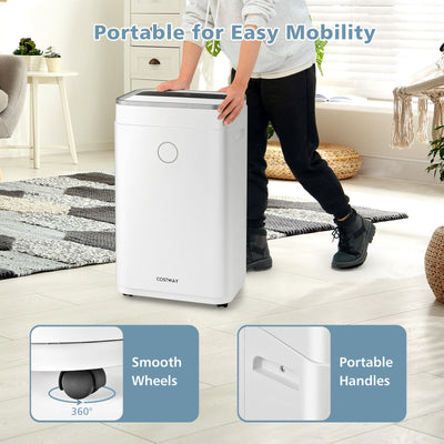 60-Pint Dehumidifier for Home and Basements 4000 Sq. Ft with 3-Color Digital Display-White