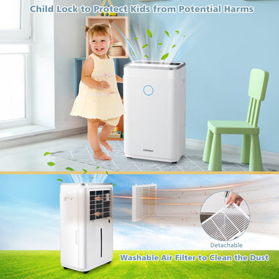 60-Pint Dehumidifier for Home and Basements 4000 Sq. Ft with 3-Color Digital Display-White