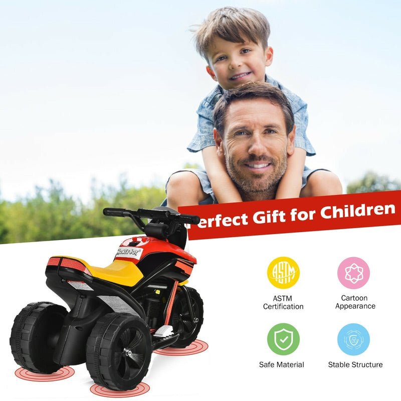 6V 3-Wheel Electric Ride-On Toy Motorcycle Trike with Music and Horn