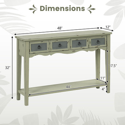 48 Inch Farmhouse Console Table with 2 Drawers and Open Storage Shelf for Hallway