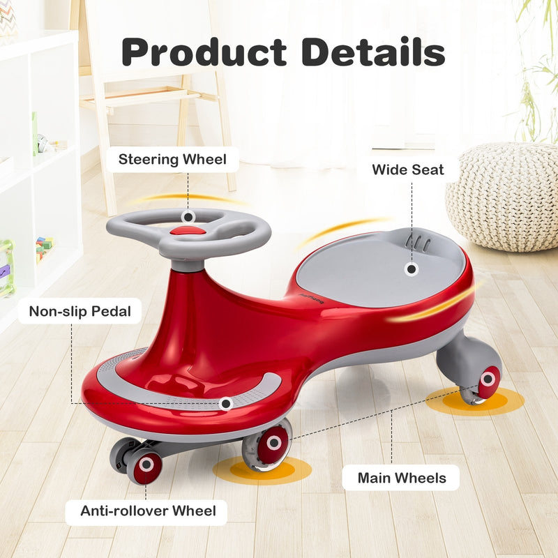 Wiggle Car Ride-on Toy with Flashing Wheels-Red