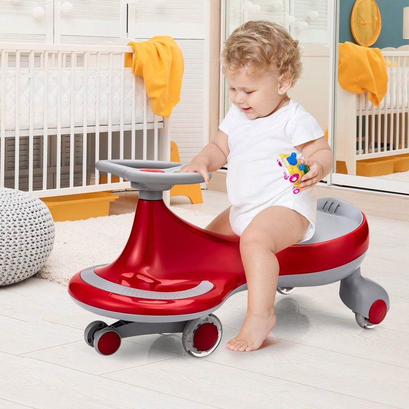 Wiggle Car Ride-on Toy with Flashing Wheels-Red