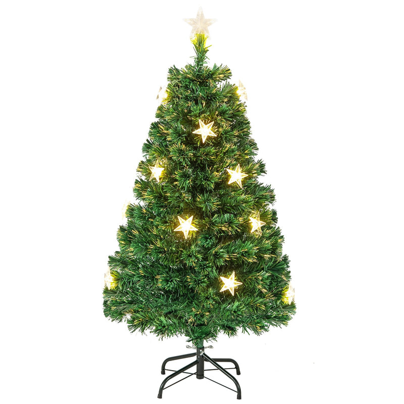 Prelit Fiber Optic Christmas Tree with Warm White Lights and Meta Base-4 ft