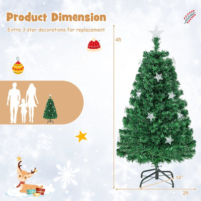 Prelit Fiber Optic Christmas Tree with Warm White Lights and Meta Base-4 ft