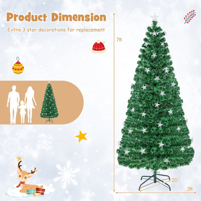 Prelit Fiber Optic Christmas Tree with Warm White Lights-7 ft