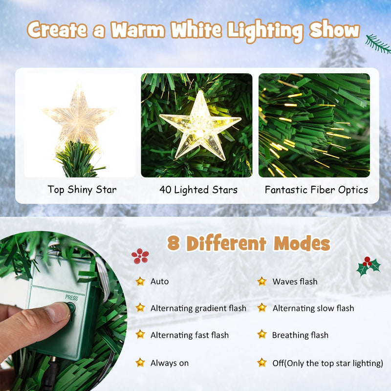 Prelit Fiber Optic Christmas Tree with Warm White Lights-7 ft