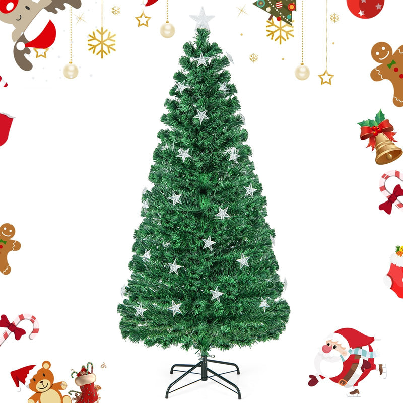 Prelit Fiber Optic Christmas Tree with Warm White Lights-6 ft