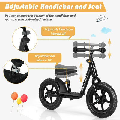 11 Inch Kids No Pedal Balance Training Bike with Footrest-Black