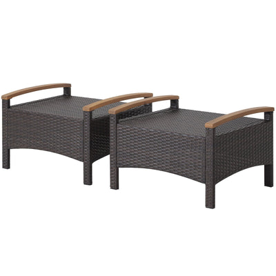 Set of 2 Fade-Resistant Wicker Patio Ottoman-Red