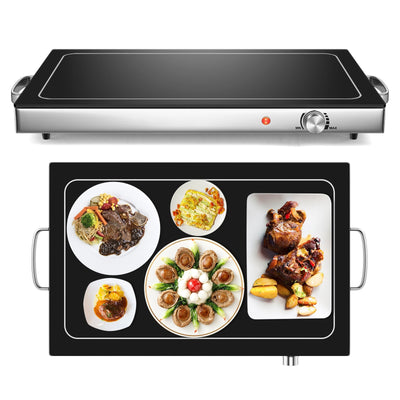 Electric Warming Tray with Adjustable Temperature Control-Black